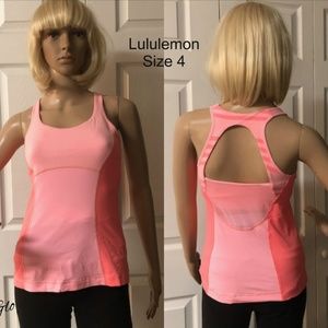 Lululemon Pink Coral Pace Tank Sz Four